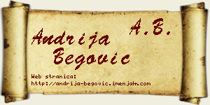 Andrija Begović vizit kartica